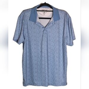 Kenneth Cole Golf Polo Shirt Geometric Triangles Blue Wicking Stretch Size L